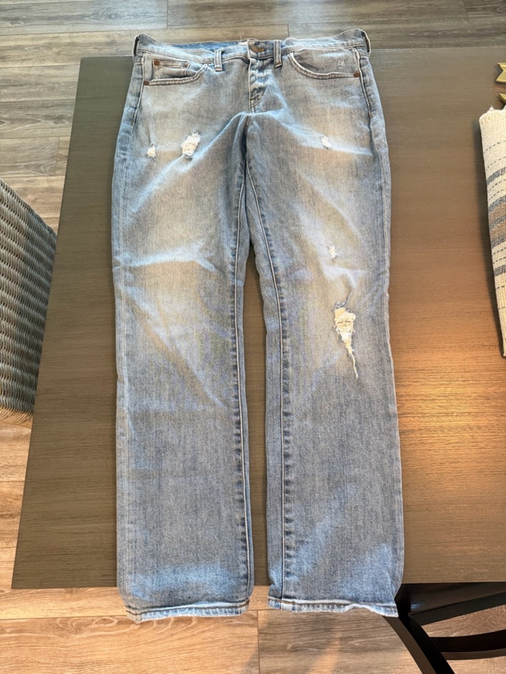 Madewell Light Blue Distressed Straight-Leg Jeans Slim Boy 29